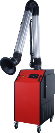 caisson mobile de filtration d'air avec bras articulé aspirant à usage industriel